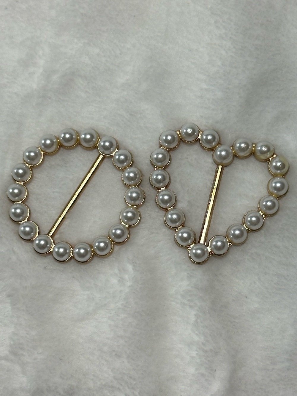 ✨ Vintage Faux Pearl Heart & Circle Scarf/Shirt Clip Slide 2-Piece Set ✨
